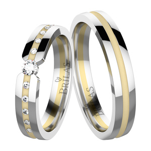 Rabia Colour GW - snubní prsteny z bílého a žlutého zlata