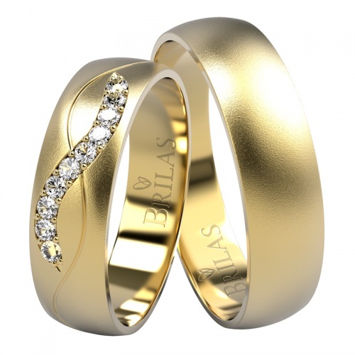 Perun Gold II-pískované snubní prstýnky ze žlutého zlata