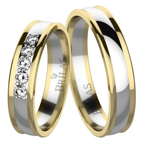 Nikola Colour GW snubní prsteny z bílého a žlutého zlata