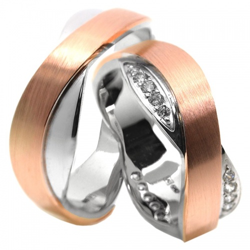 Sakir Colour originální snubní prsteny z kombinovaného zlata