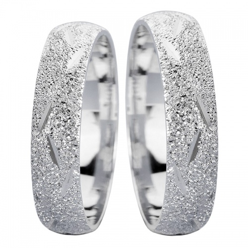 White Spring matované snubní prsteny z bílého zlata