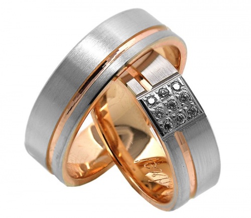 Azra Colour snubní prsteny z bílého a červeného zlata