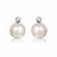 Nona S Pearl and White Topaz - stříbrné náušnice s perlou a topazem