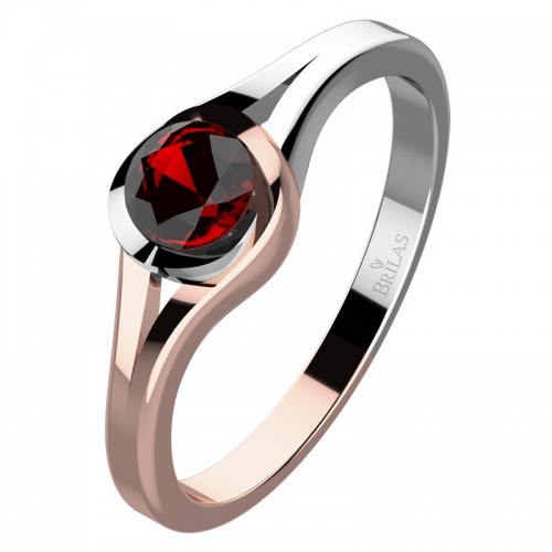 Karma Colour RW Granát-prsten v červeném a bílém zlatě