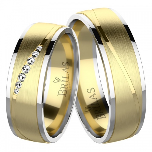 Melania Colour GW snubní prsteny z bílého a žlutého zlata